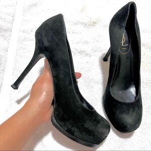 YVES SAINT LAURENT Women's Black Suede Tribtoo 80 Platform Pump Size: 8.5